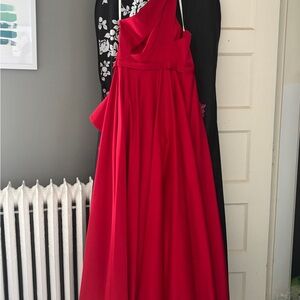 David's Bridal One Shoulder Red Dress